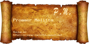Prommer Melitta névjegykártya